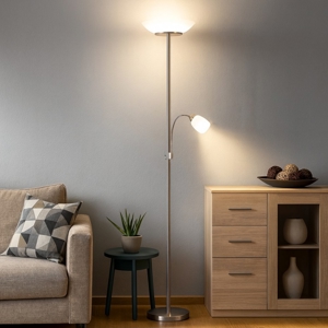 Lampada da terra due luci orientabile per camera da letto