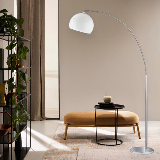 Lampada ad arco moderna colore argento per salotto