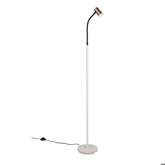 Lampada da terra per lettura luce orientabile beige caffe moderna