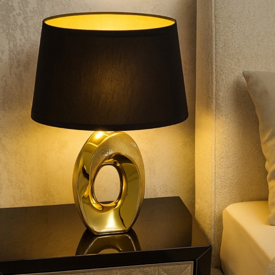 Abat jour per camera da letto oro paralume nero