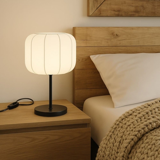 Abat-jour per camera da letto moderna nera paralume in tessuto