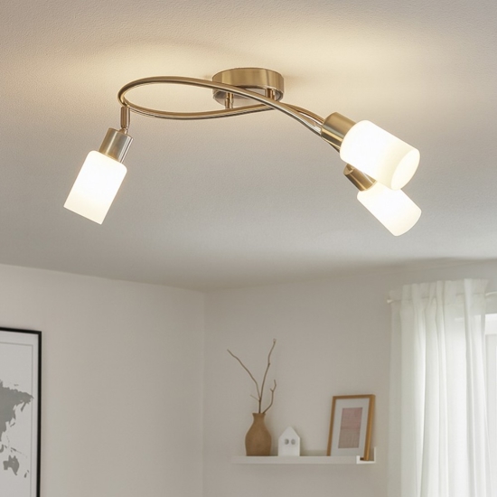 Lampada con 3 faretti led orientabili vetro bianco