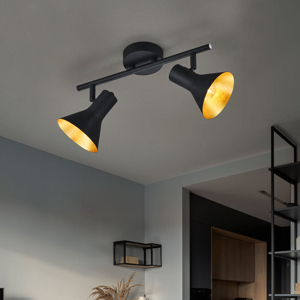 Faretti da soffitto 2 luci orientabili nero oro da interno