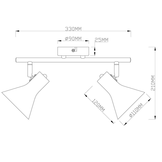 Faretti da soffitto 2 luci orientabili nero oro da interno