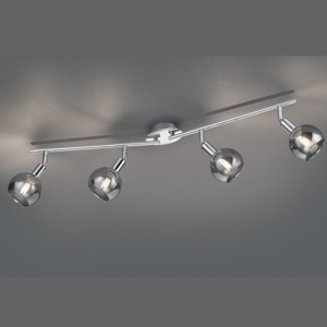 Lampada da soffitto cromo per soggiorno 4 faretti led orientabili
