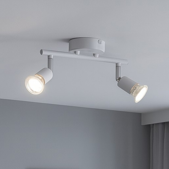 Lampada con due faretti bianchi orientabili
