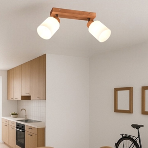 Lampada da soffitto 2 luci orientabili vetro legno