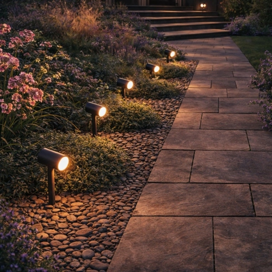 Faretto con picchetto da prato per giardino ip65 antracite