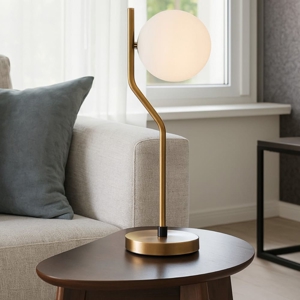 Lampada da tavolo boccia vetro oro stile contemporaneo