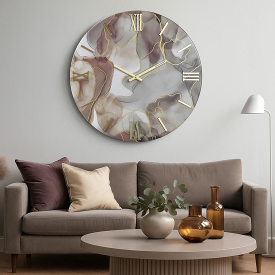 Orologio lylly 40cm da parete moderno effetto marmo oro
