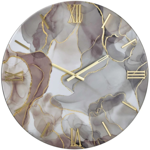 Orologio lylly 60cm tondo da parete effetto marmo particolare oro