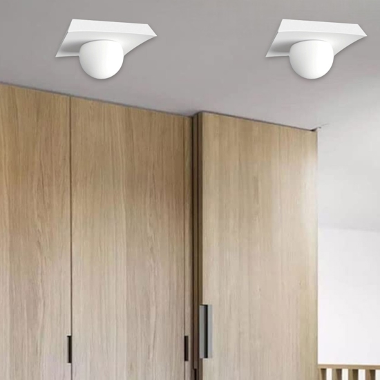 Plafoniera per cucina in gesso squadrato con sfera di vetro
