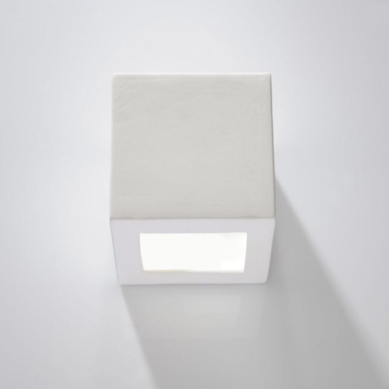 Applique da parete in ceramica bianco cubo diffusore in vetro