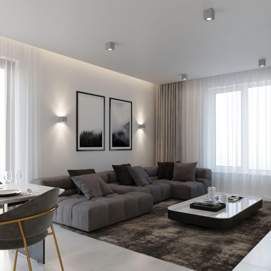 Faretto cubo da soffitto in cemento grigio per interno