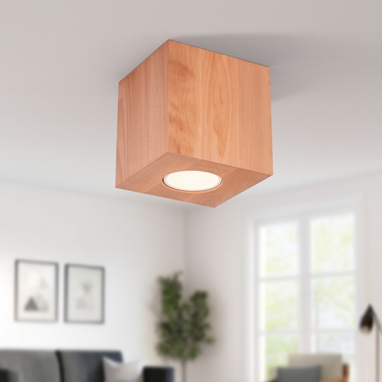 Faretto di legno cubo da soffitto per interni
