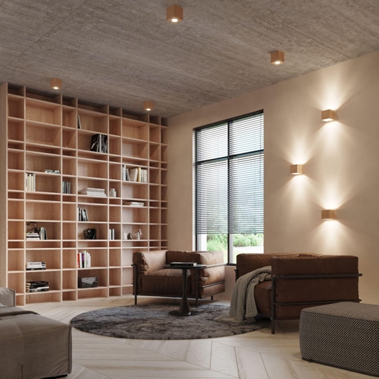 Faretto di legno cubo da soffitto per interni