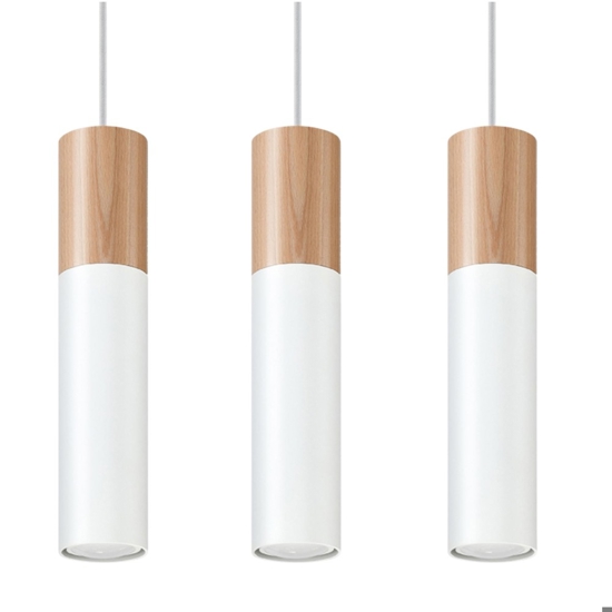 Lampadario 3 luci per cucina bianco legno