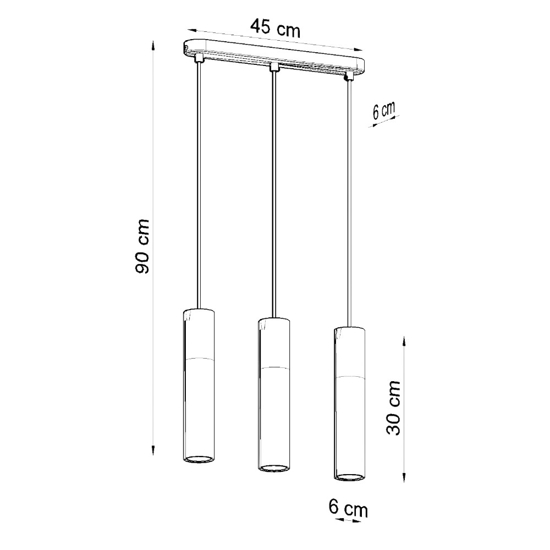 Lampadario 3 luci per cucina bianco legno
