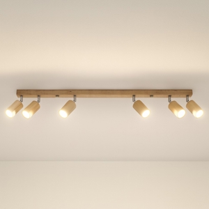 Plafoniera di legno 120cm con faretti orientabili