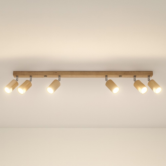 Plafoniera di legno 120cm con faretti orientabili