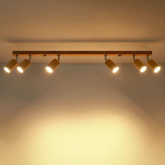 Plafoniera di legno 120cm con faretti orientabili