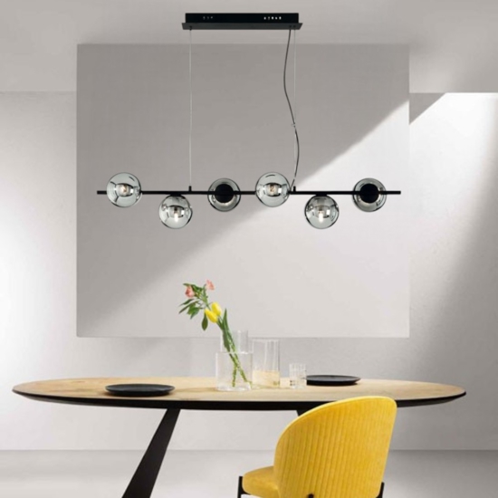 Ondaluce so monile 6 lampadario nero per tavolo da pranzo