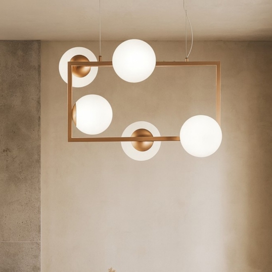 Ondaluce so monile 5 lampadario oro sfere vetro