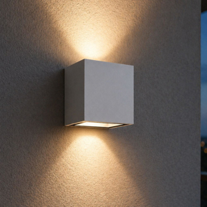 Applique da parete top light spa cubo bianco biemissione luce ip54