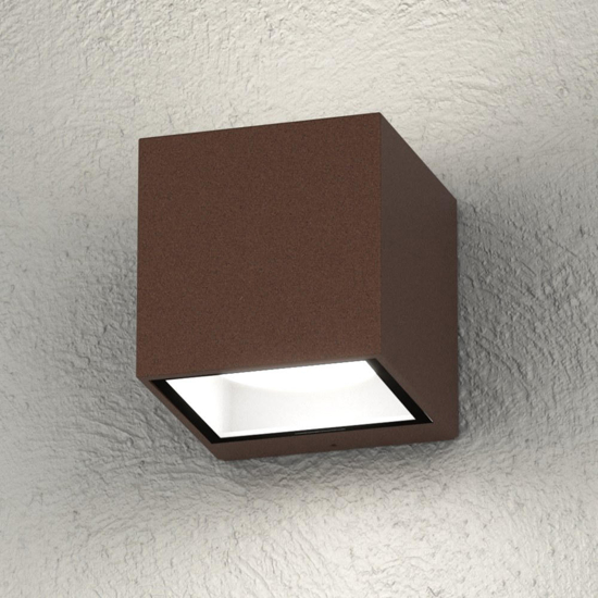 Top light applique da esterno spa cubo corten moderna ip54