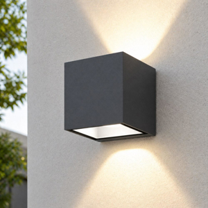 Top light spa applique per esterno cubo antracite biemissione luce ip54