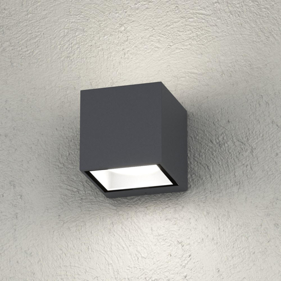 Top light spa applique per esterno cubo antracite biemissione luce ip54