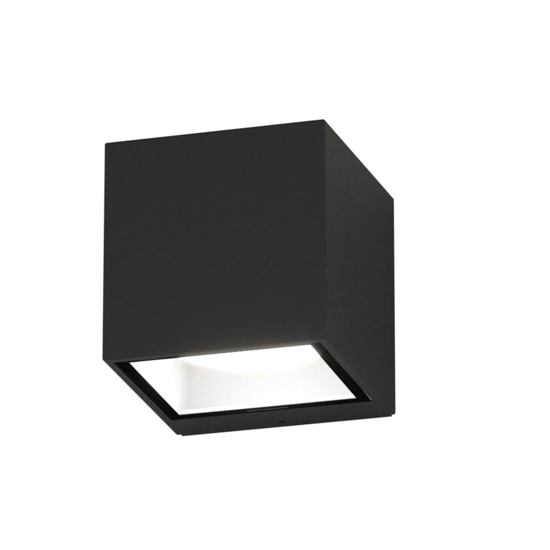 Top light spa applique da esterno nera cubo moderno biemissione luce ip54