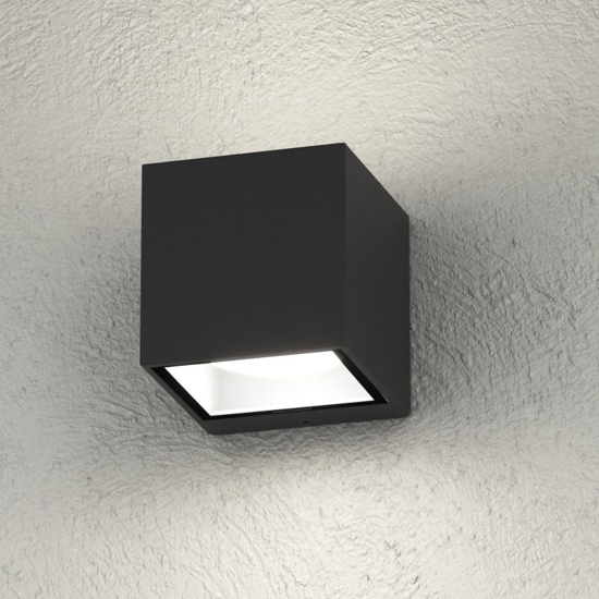 Top light spa applique da esterno nera cubo moderno biemissione luce ip54