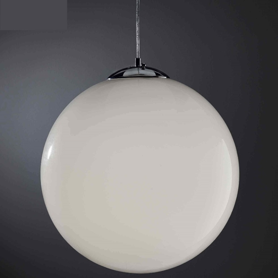 Lampadario per cucina sfera 40cm vetro bianco lucido
