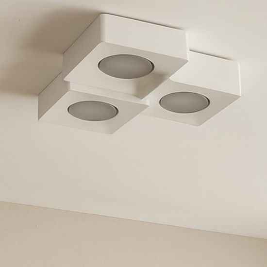 Plafoniera quadrati per cucina in gesso ceramico bianca