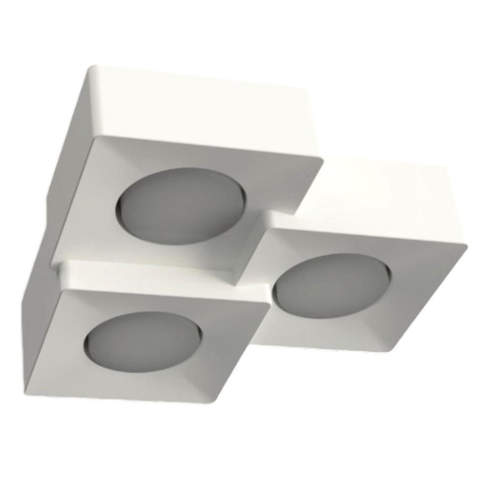 Plafoniera quadrati per cucina in gesso ceramico bianca