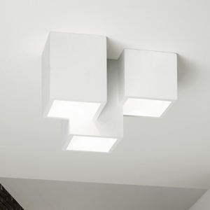 Plafoniera di gesso design moderna cubi bianca 3 faretti led herea sforzin