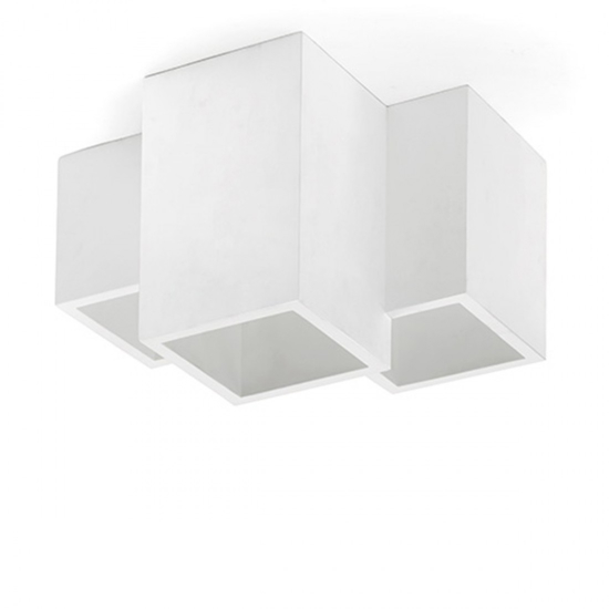 Plafoniera di gesso design moderna cubi bianca 3 faretti led herea sforzin