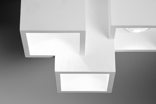Plafoniera di gesso design moderna cubi bianca 3 faretti led herea sforzin