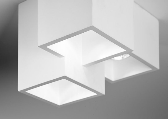 Plafoniera di gesso design moderna cubi bianca 3 faretti led herea sforzin