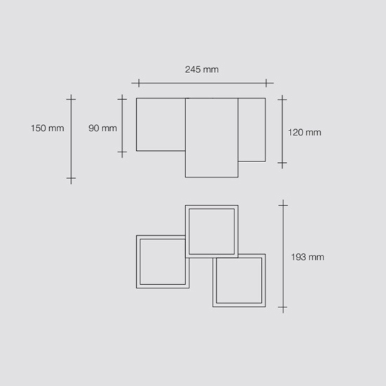 Plafoniera di gesso design moderna cubi bianca 3 faretti led herea sforzin
