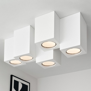 Plafoniera bianca design moderna cubi in gesso fp