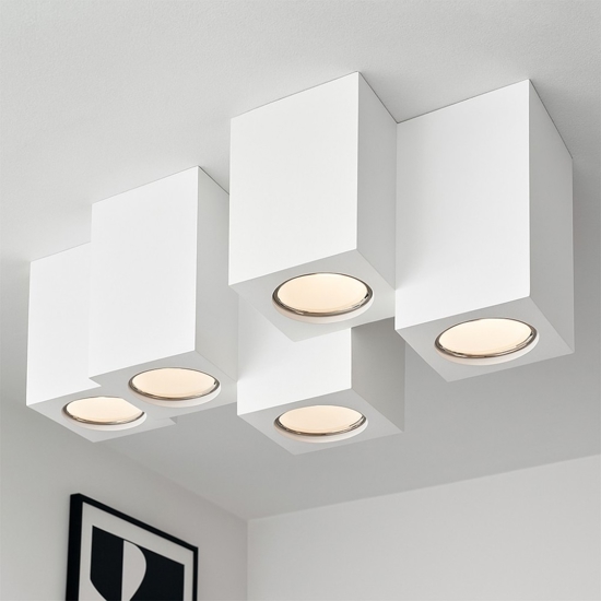 Plafoniera bianca design moderna cubi in gesso fp
