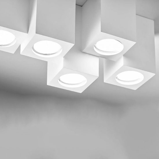 Plafoniera bianca design moderna cubi in gesso fp