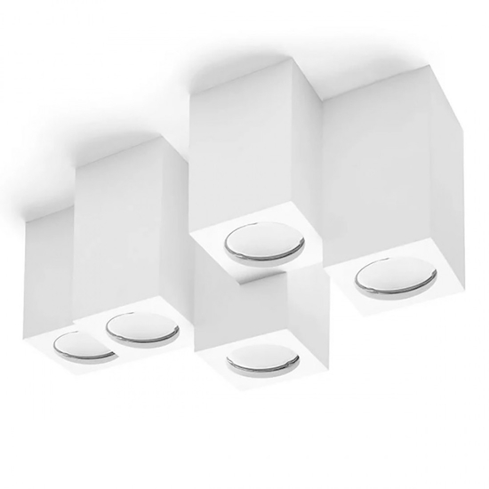 Plafoniera bianca design moderna cubi in gesso fp