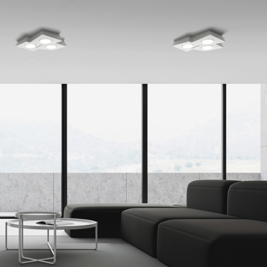 Plafoniera bianca da cucina moderna in gesso sforzin anchise
