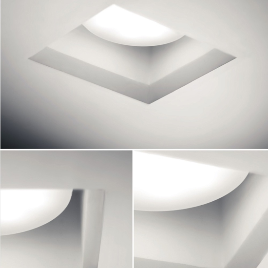 Sforzin filiatra faretto di gesso quadrato da incasso a soffitto