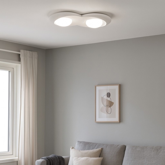 Plafoniera gesso moderna bianca sforzin pitane tonda