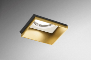 Faretto elis di gesso quadrato cornice oro da incasso a soffitto