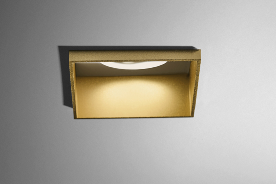 Faretto elis di gesso quadrato cornice oro da incasso a soffitto